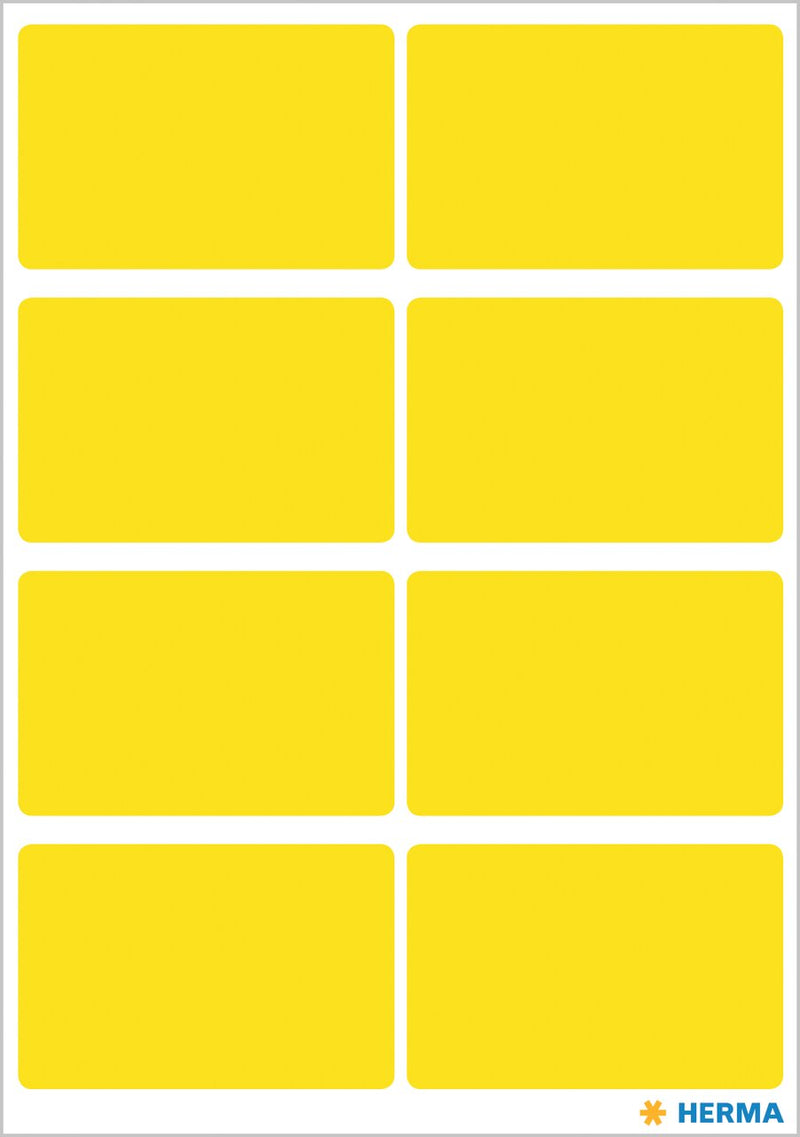 Stickers, Yellow, 25 x 40mm, Paper, Permanent adhesive, Rectangles [40 labels]